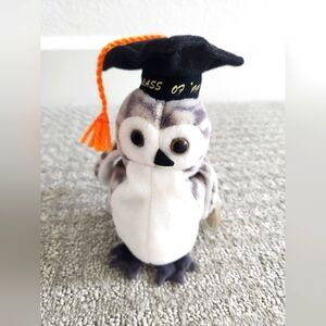 Vintage 1999 Wiser Bird Beanie Babies doll, Graduation Owl